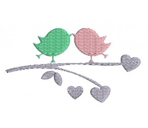 Stickdatei Frühlingsvögel auf Ast